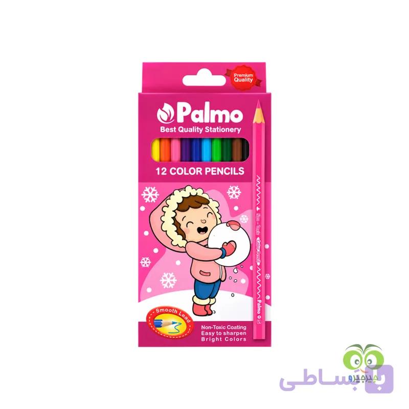 مداد رنگی 12 رنگ جعبه مقوا پالمو کد 3202 رنگ صورتی