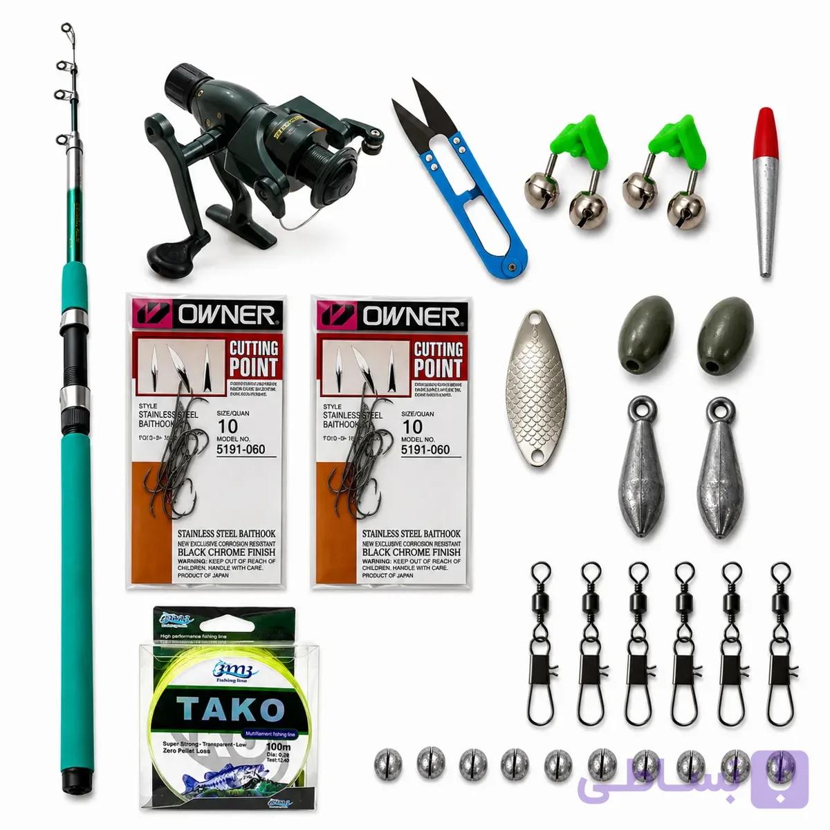 پک کامل ماهیگیری کد 24 Fishing 210 | ست کامل ماهیگیری با چوب، چرخ و لوازم جانبی — تصویر 1