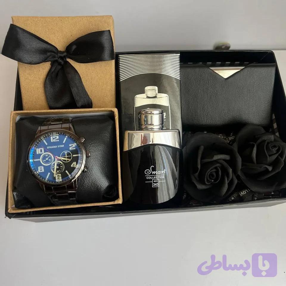 باکس ارزان پسرانه مردانه مشکی خاص ادکلن ساعت جا کارتی شیک کادوی تولد هدیه آقایان