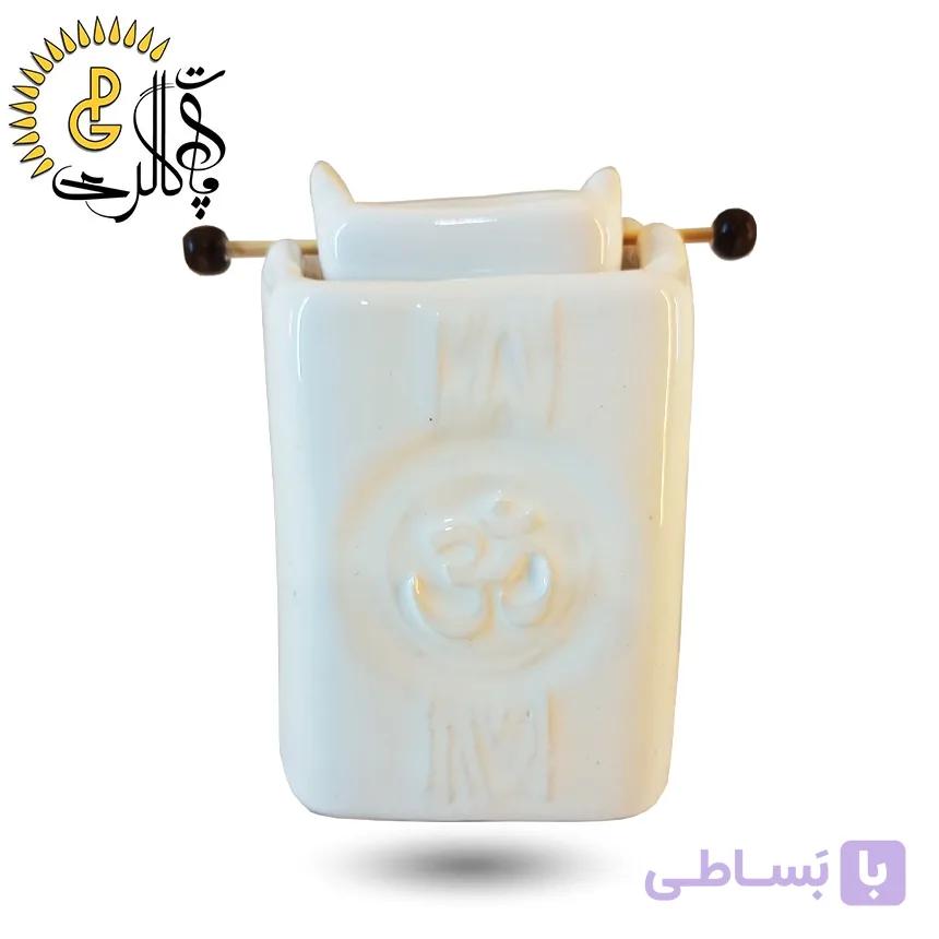 اسانس سوز سرامیکی سطل دار سفید کد 5543 — تصویر 1