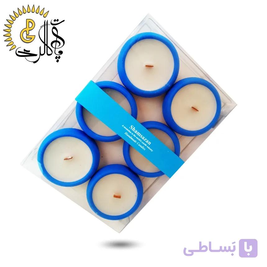 شمع سنگی 6 عددی آبی — تصویر 1
