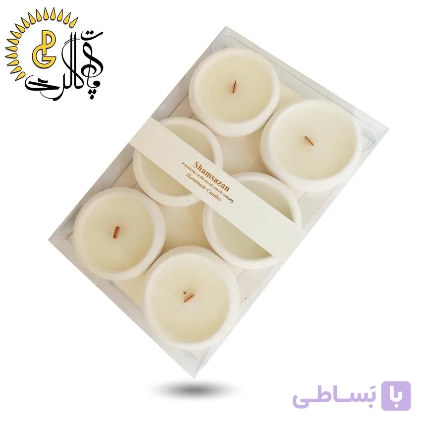 شمع سنگی 6 عددی سفید — تصویر 1
