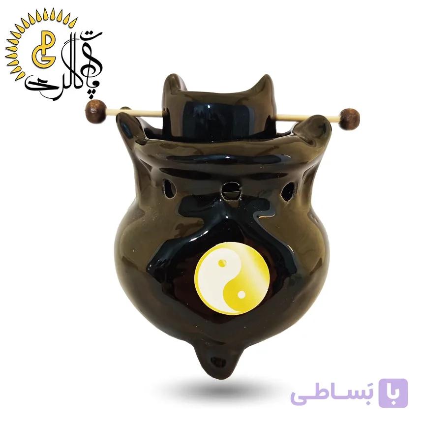 اسانس سوز سرامیکی سطل دار مشکی کد 5542 — تصویر 1