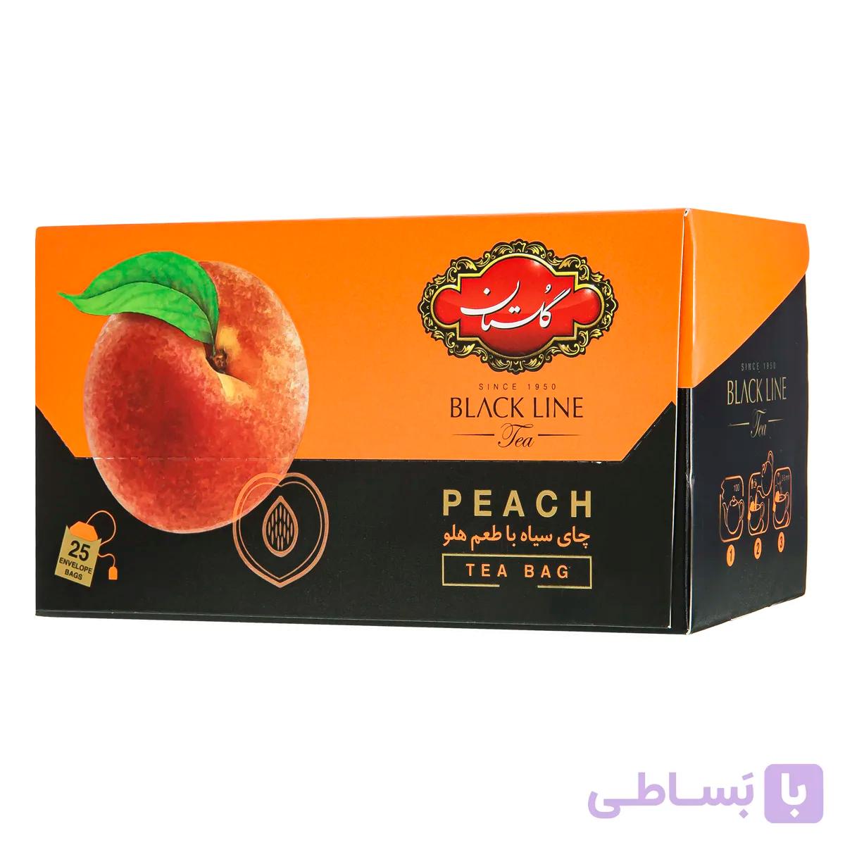 چای کیسه ای هلو گلستان 25 عددی لفاف دار