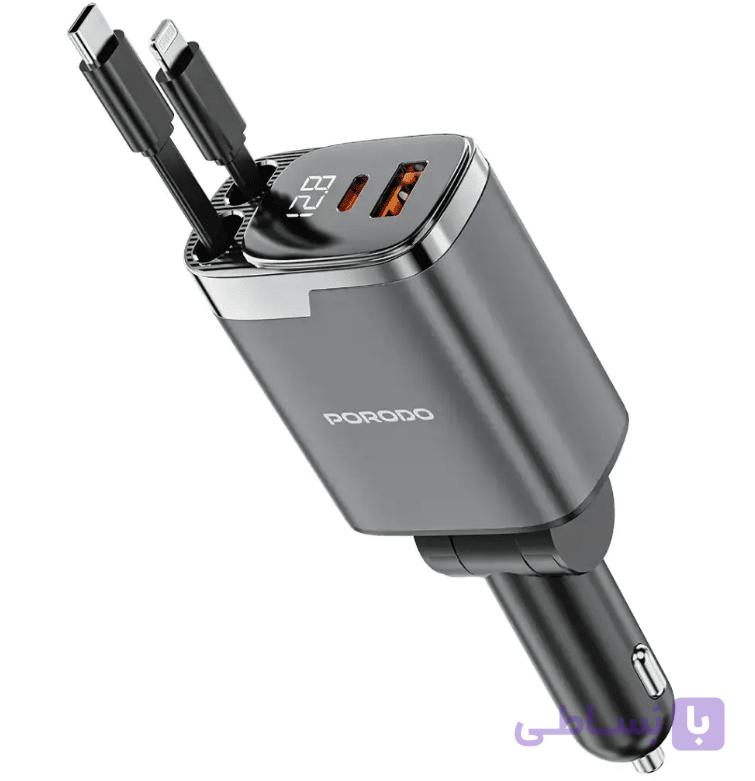 شارژر فندکی پورودو Porodo 111W Car Charger Lightning USB_C — تصویر 1
