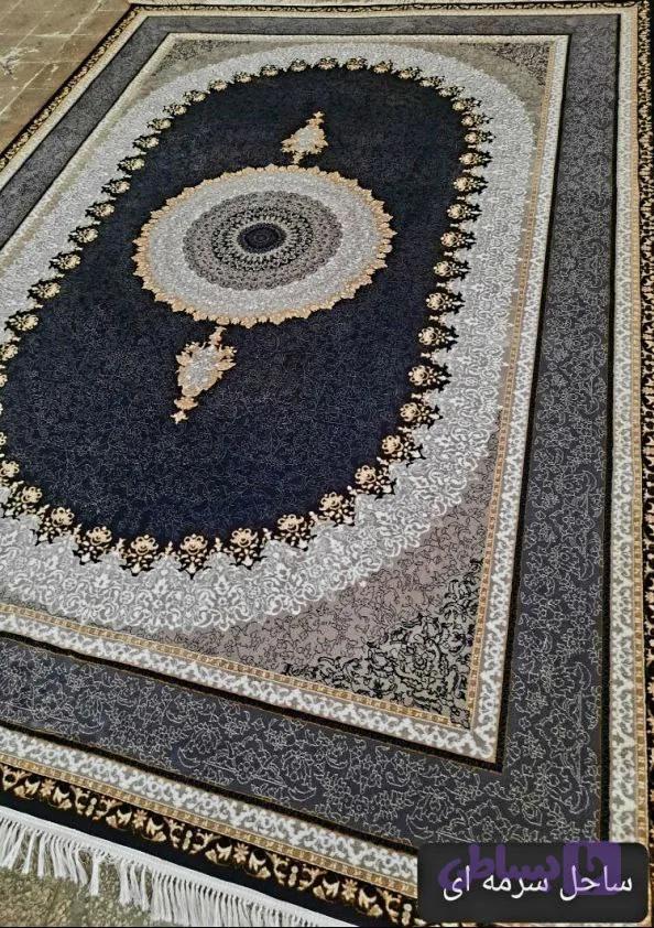 فرش طرح ساحل 700 شانه 2550 تراکم سرمه ای 4 متری فرش ضخیم