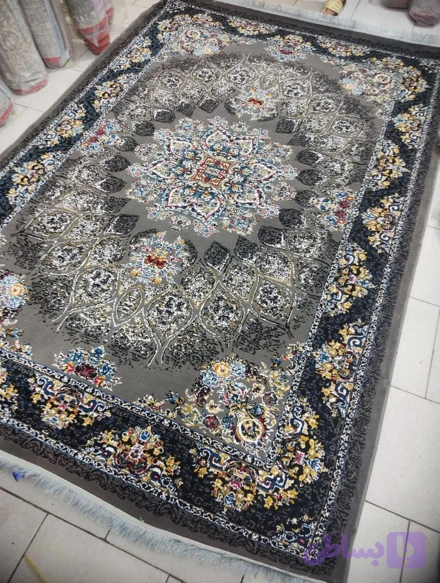 فرش طرح آیلار طوسی 700 شانه 6 متری 1500 تراکم فرش ارزان