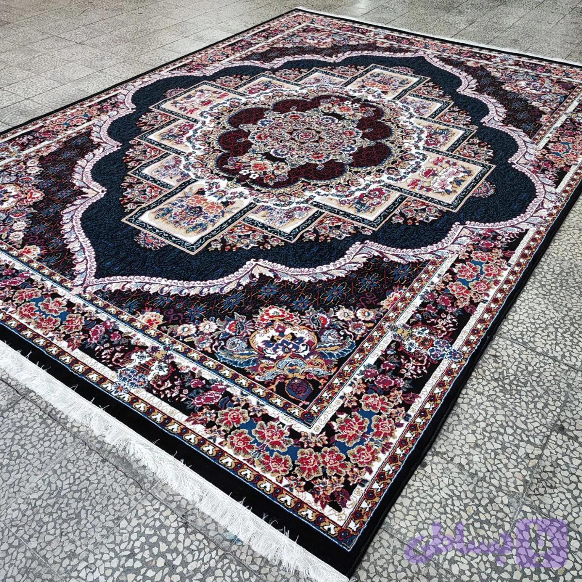 فرش طرح تلناز ۷۰۰ شانه سرمه ای 4 متری فرش ارزان .