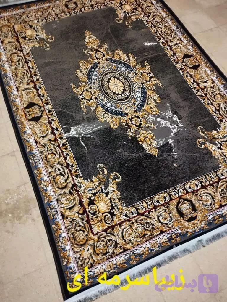 فرش طرح زیبا سرمه ای 700شانه 6متری ضخیم فرش ارزان