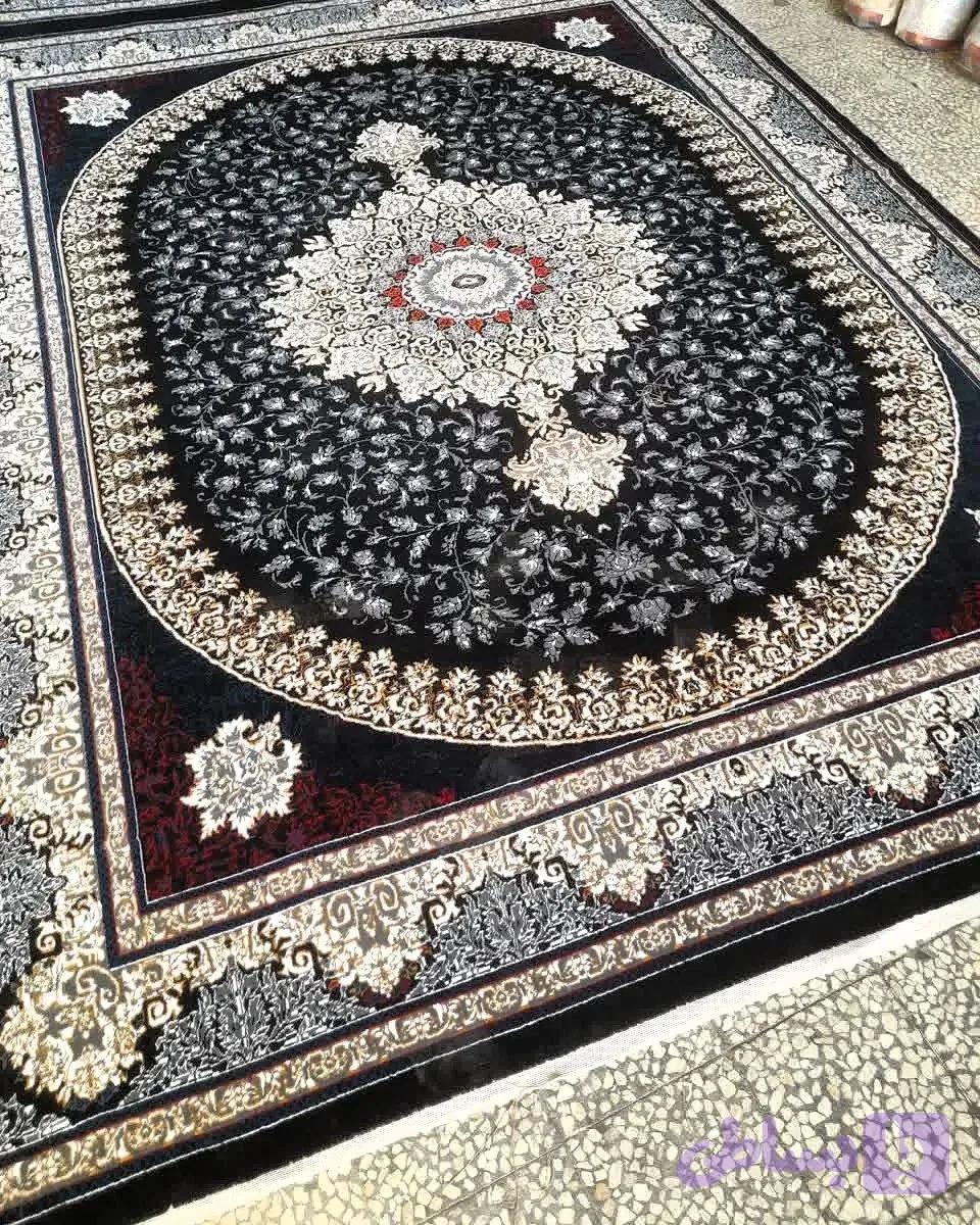 فرش طرح آیلار سرمه ای طرح 700شانه 9متری ضخیم فرش حراجی