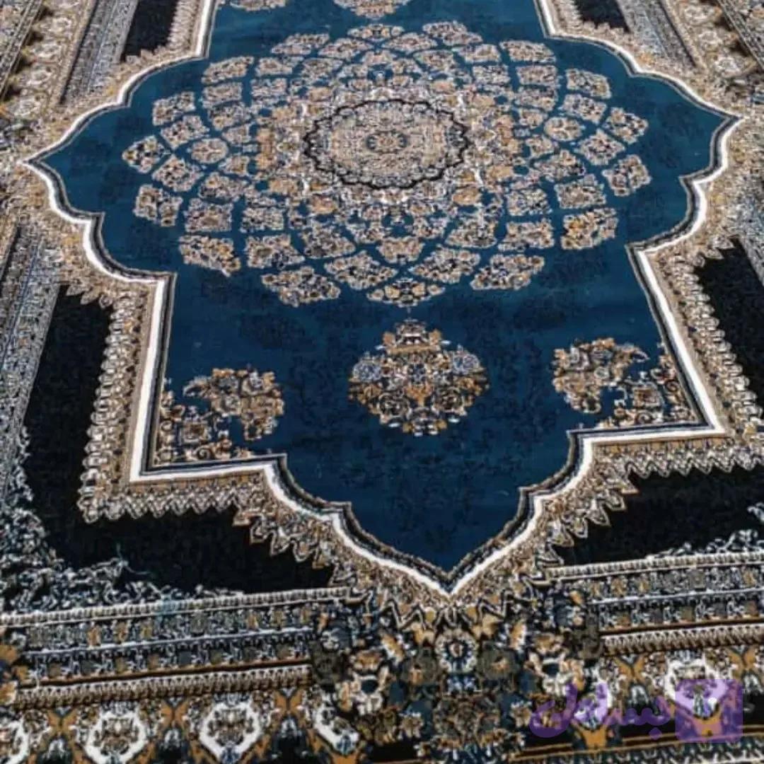 فرش۱۲متری حراجی۵۰۰شانه تراکم۱۵۰۰سرمه ای