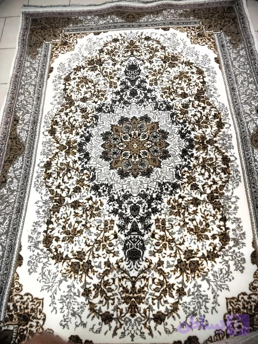 فرش طرح تندیس کرم سفید 700شانه 1500 تراکم 12 متری فرش ارزان