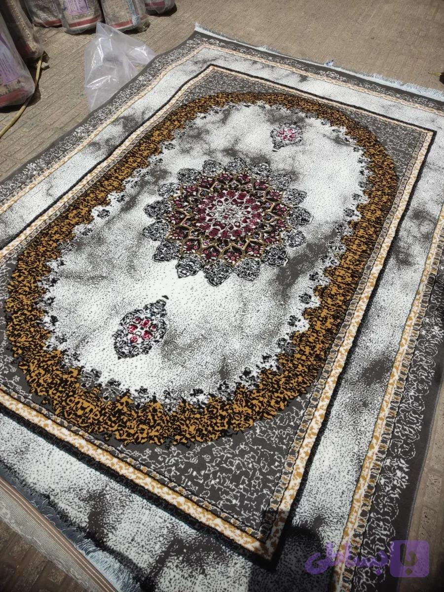 فرش طرح مرمر 700 شانه طوسی 4 متری فرش ارزان فرش کاشان