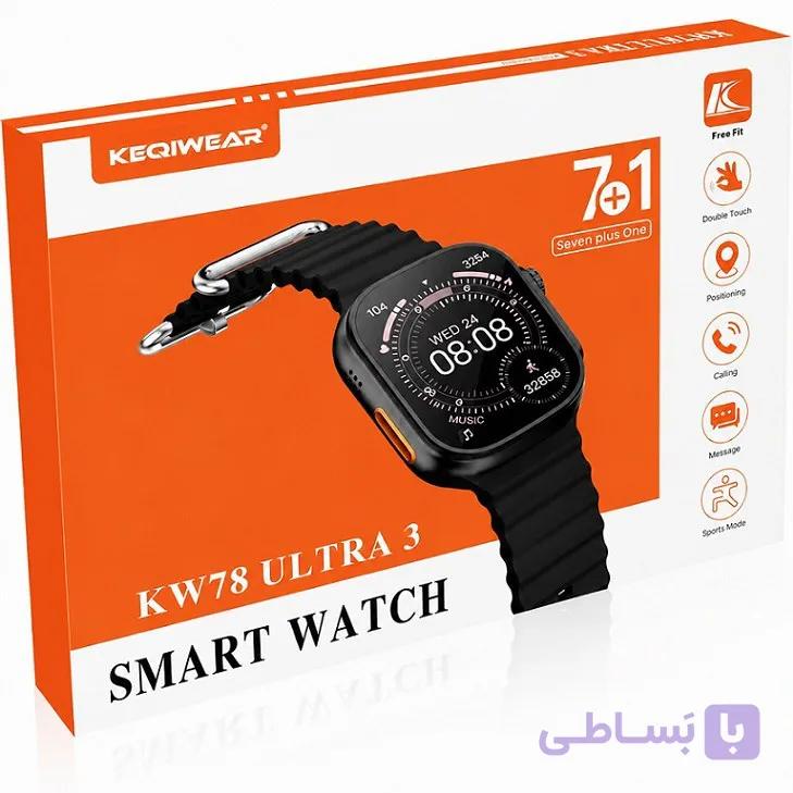 ساعت هوشمند طرح اپل برند KEQIWEAR مدل KW78 ULTRA3 همراه هفت بند