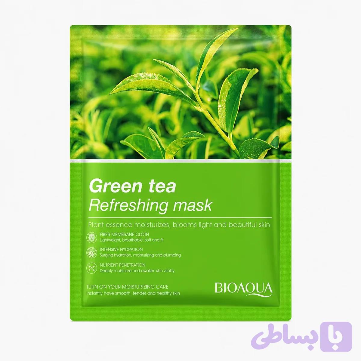 ماسک ورقه ای صورت بیوآکوا Bioaqua مدل چای سبز — تصویر 1