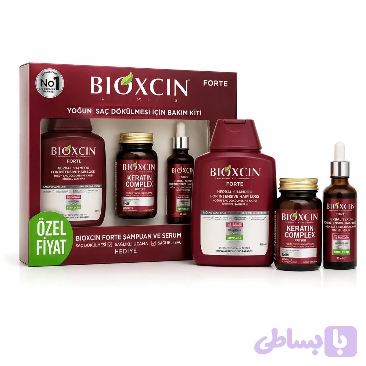 پک ضد ریزش و تقویت مو بیوکسین فورت Bioxcin Forte سه عددی — تصویر 1