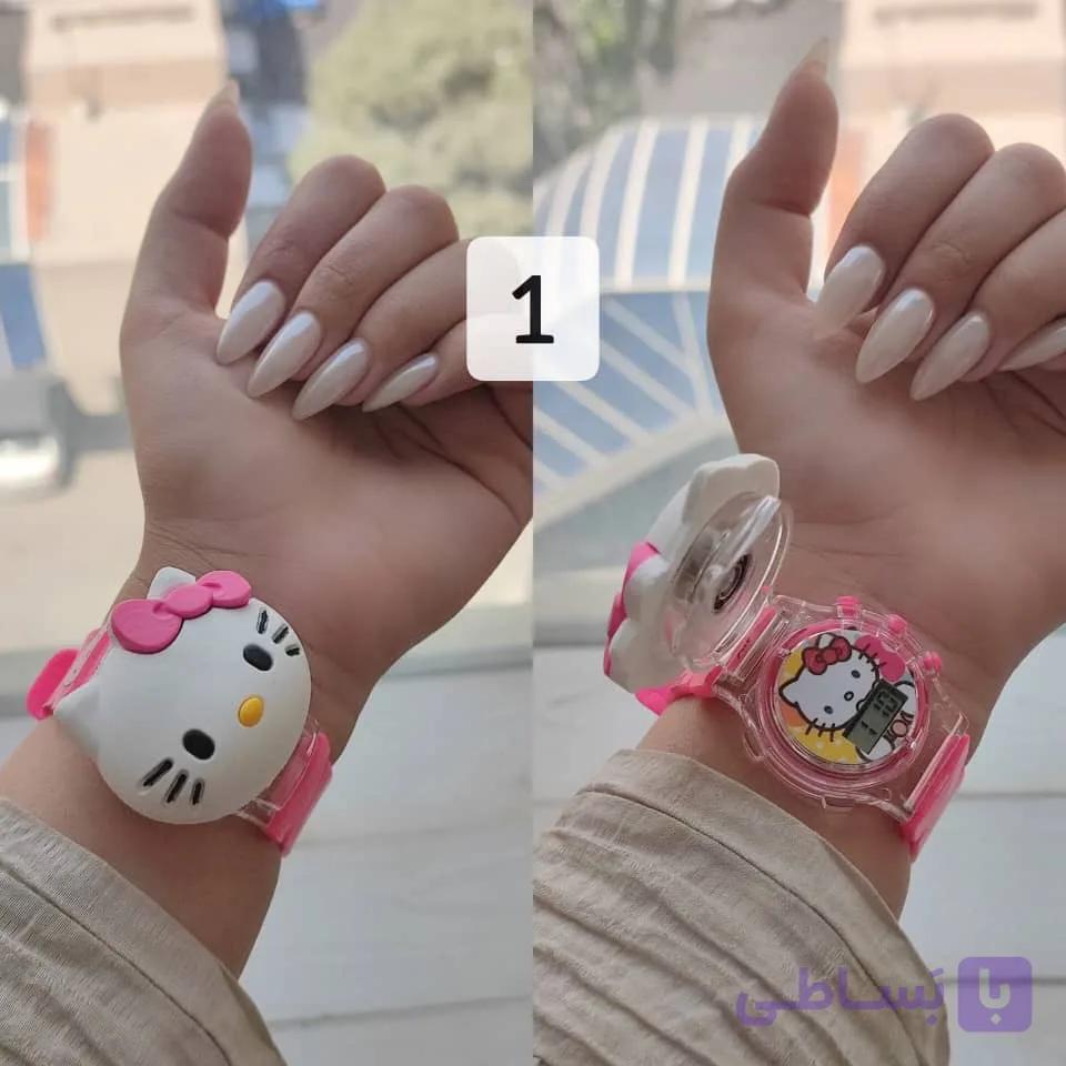 ساعت مچی دخترانه طرح کیتیkitty صفحه چرخشی سه بعدی