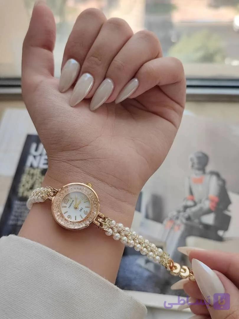 ساعت زنانه الینا مدل مرواریدی بند استیل