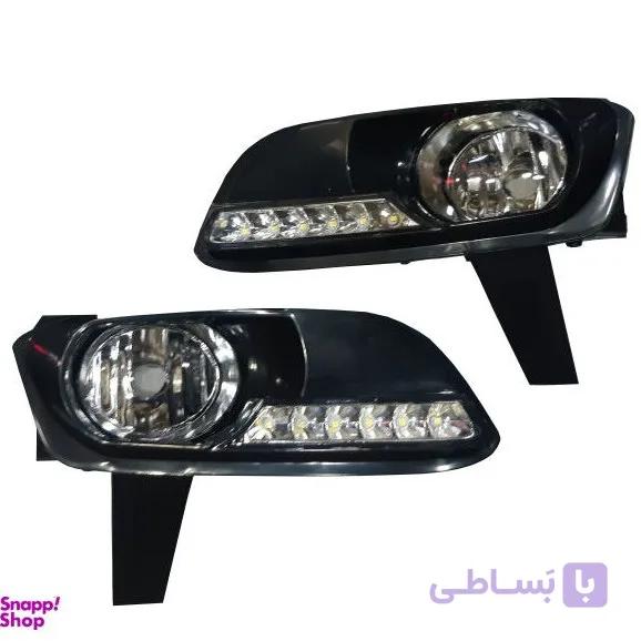چراغ مه شکن جلو خودرو مدل دیلایت دار دورنگ مناسب برای پژو پارس بسته 2 عددی