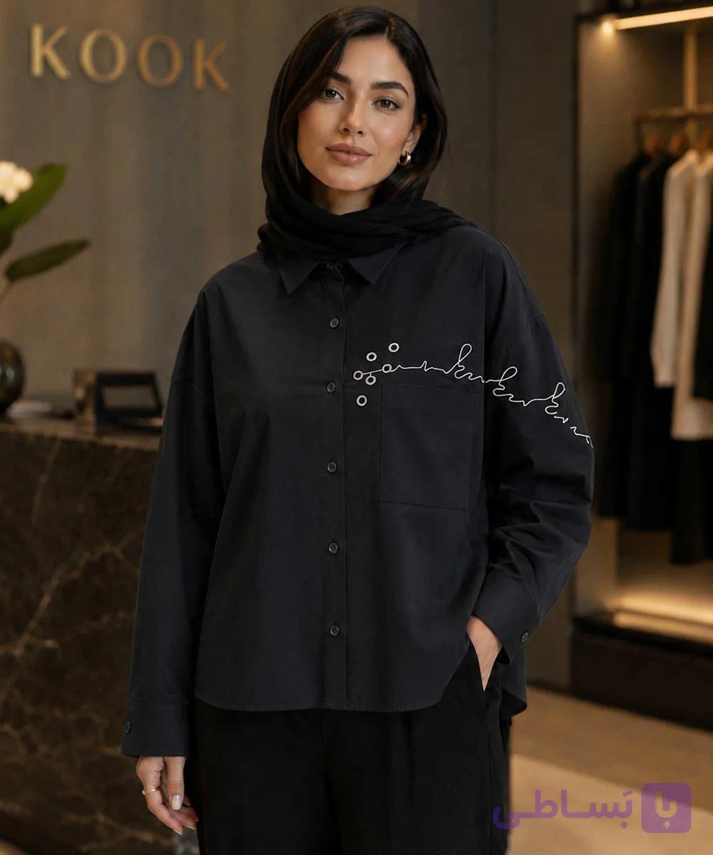 شومیز آستین بلند زنانه کتان کد 2210
