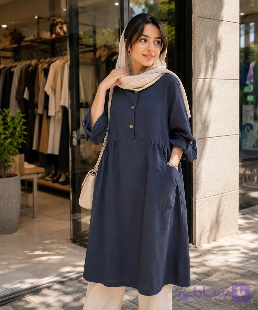 مانتو بلند زنانه مدل اسپرت کمرکش