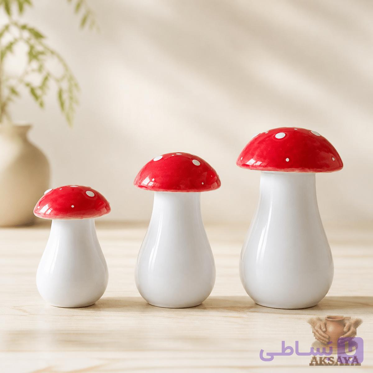 نمکدان سرامیکی مدل قارچ مجموعه سه عددی — تصویر 1