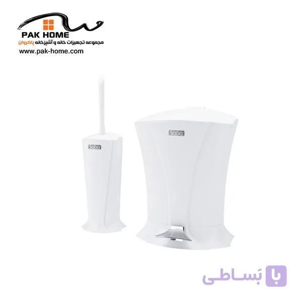 سطل زباله پدالی و برس سرویس بهداشتی صبا مدل صدف — تصویر 1