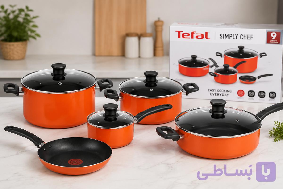 سرویس قابلمه ۹ پارچه تفال مدل Simply Chef — تصویر 1