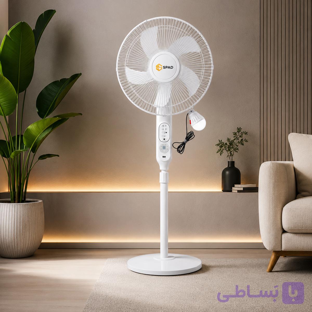 پنکه ایستاده شارژی اسپاد مدل SOLAR_FAN — تصویر 1
