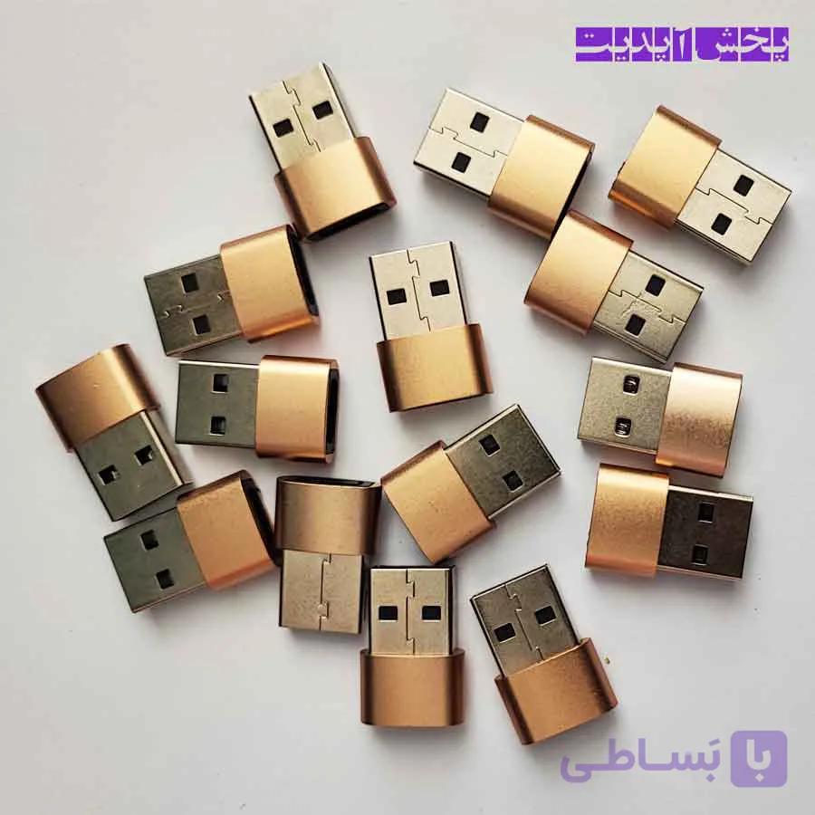 تبدیل Type-C به USB (تبدیل کابل 2 سر تایپ سی به یک سر USB) رنگ طلایی — تصویر 1
