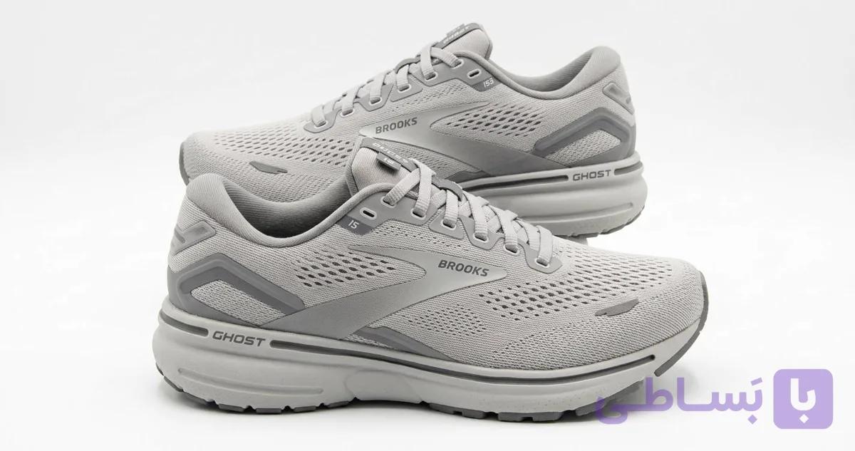 کفش ورزشی مخصوص دویدن بروکس مدل Brooks Ghost 15 رنگ خاکستری (طوسی