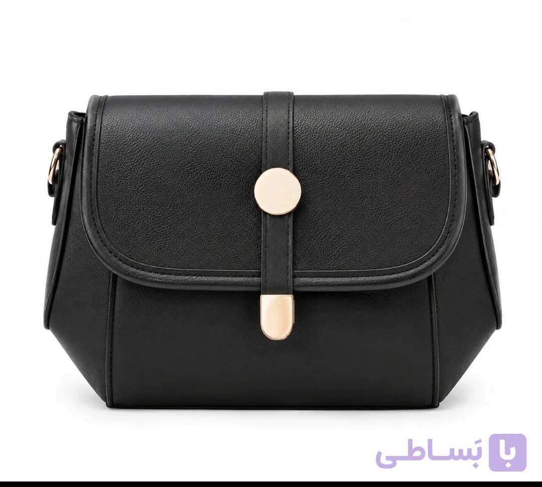 کیف دوشی کلاسیک مشکی - مدل مینیمال با یراق طلایی