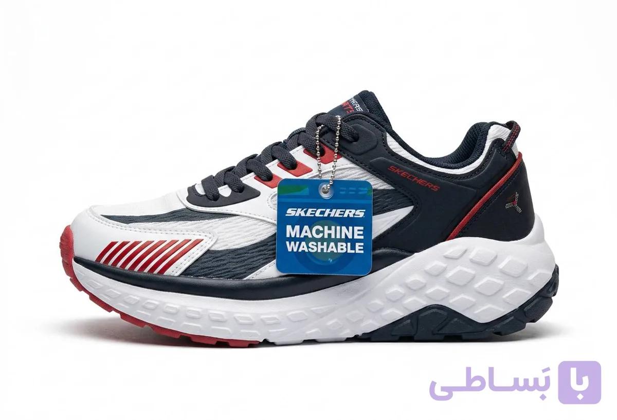 کفش ورزشی اسکیچرز مدل Max Cushioning رنگ سرمه‌ای سفید - Skechers Machine Washable