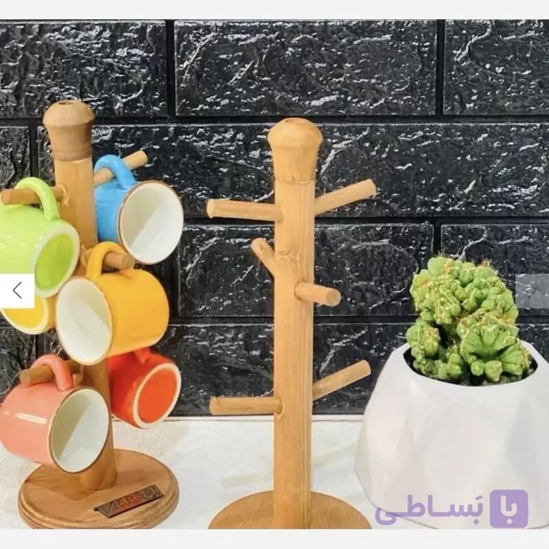 آویز فنجان استند فنجان تمام چوب روس