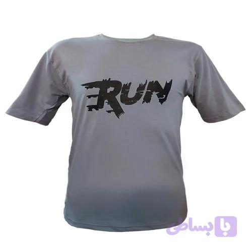 تیشرت مردانه طوسی RUN مدل1153 - امیرحسین شریفی
