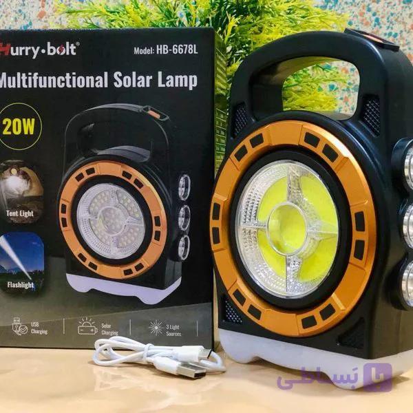 چراغ قوه 20 وات پاور بانک خورشیدی شارژی مدل HURRY.BOLT HB-6678C — تصویر 1