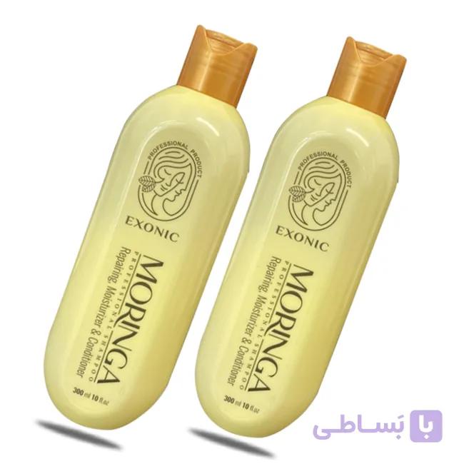 شامپو ضدریزش وتقویتی مو روغن مورینگا اکسونیک پک ۲ عددی اصل - فروشگاه همیشه در تخفیف