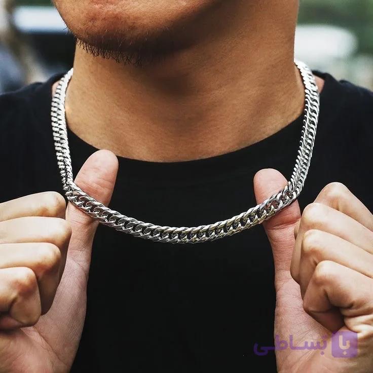 گردنبند استیل پهن ده‌میل مردانه — تصویر 1