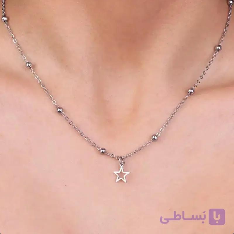 گردنبند زنجیرتوپی ستاره استیل