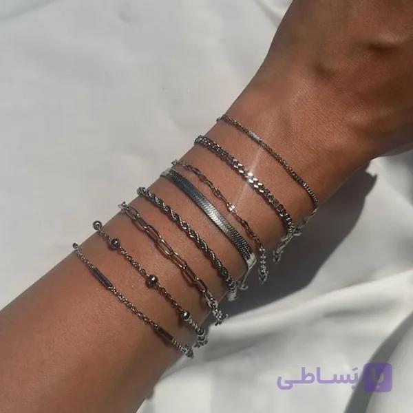 کالکشن دستبند ساده استیل — تصویر 1