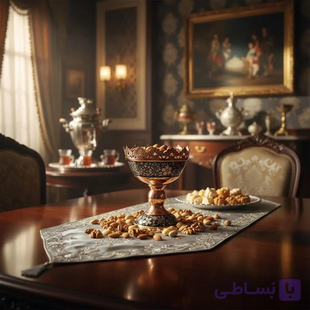 آجیل‌ خوری نقره مدل الماس‌تراش لب شبکه سایز 2 — تصویر 1