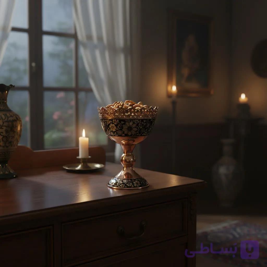 آجیل‌ خوری نقره مدل الماس‌تراش لب شبکه سایز ۴ — تصویر 1