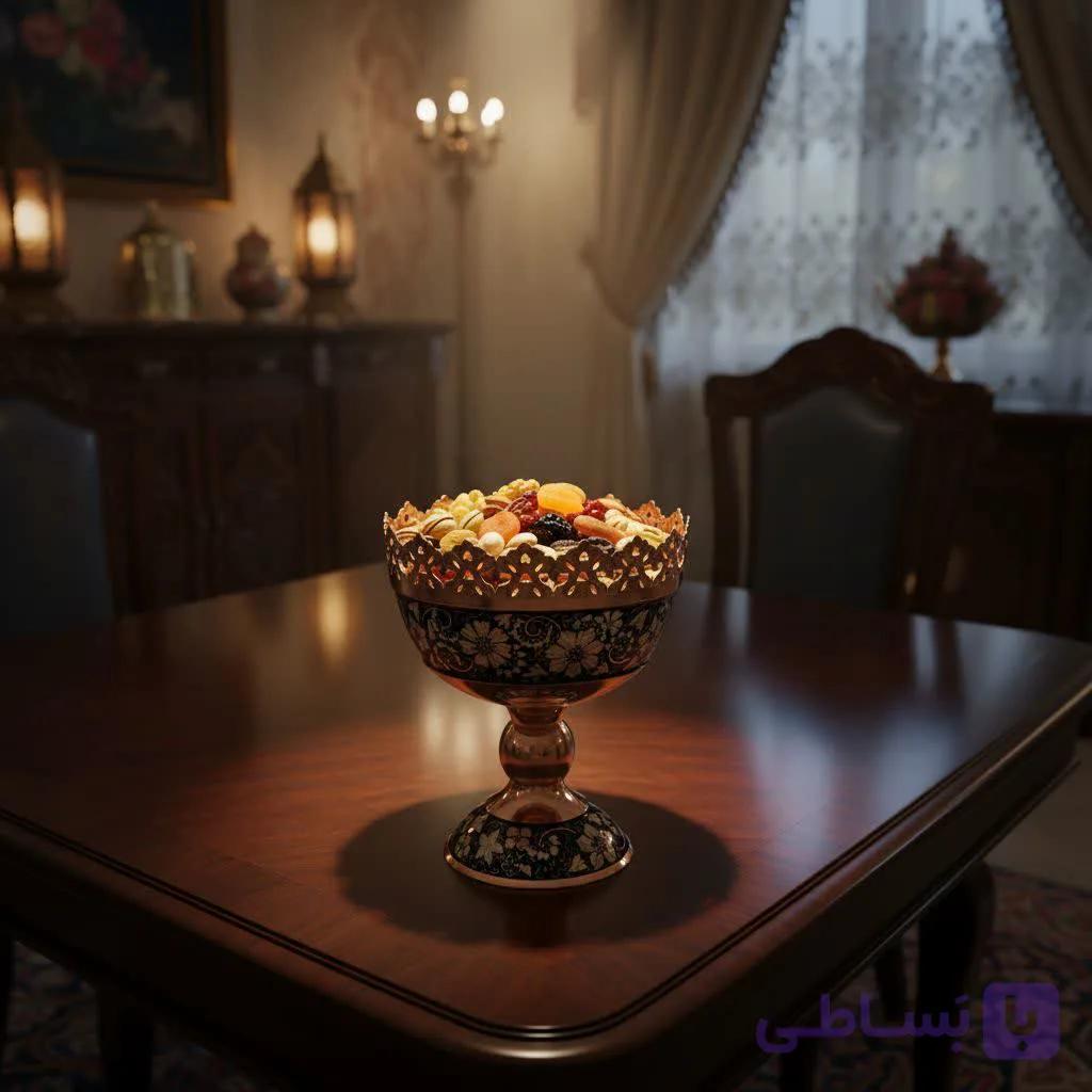 آجیل‌ خوری نقره مدل الماس‌تراش لب شبکه سایز 3 — تصویر 1