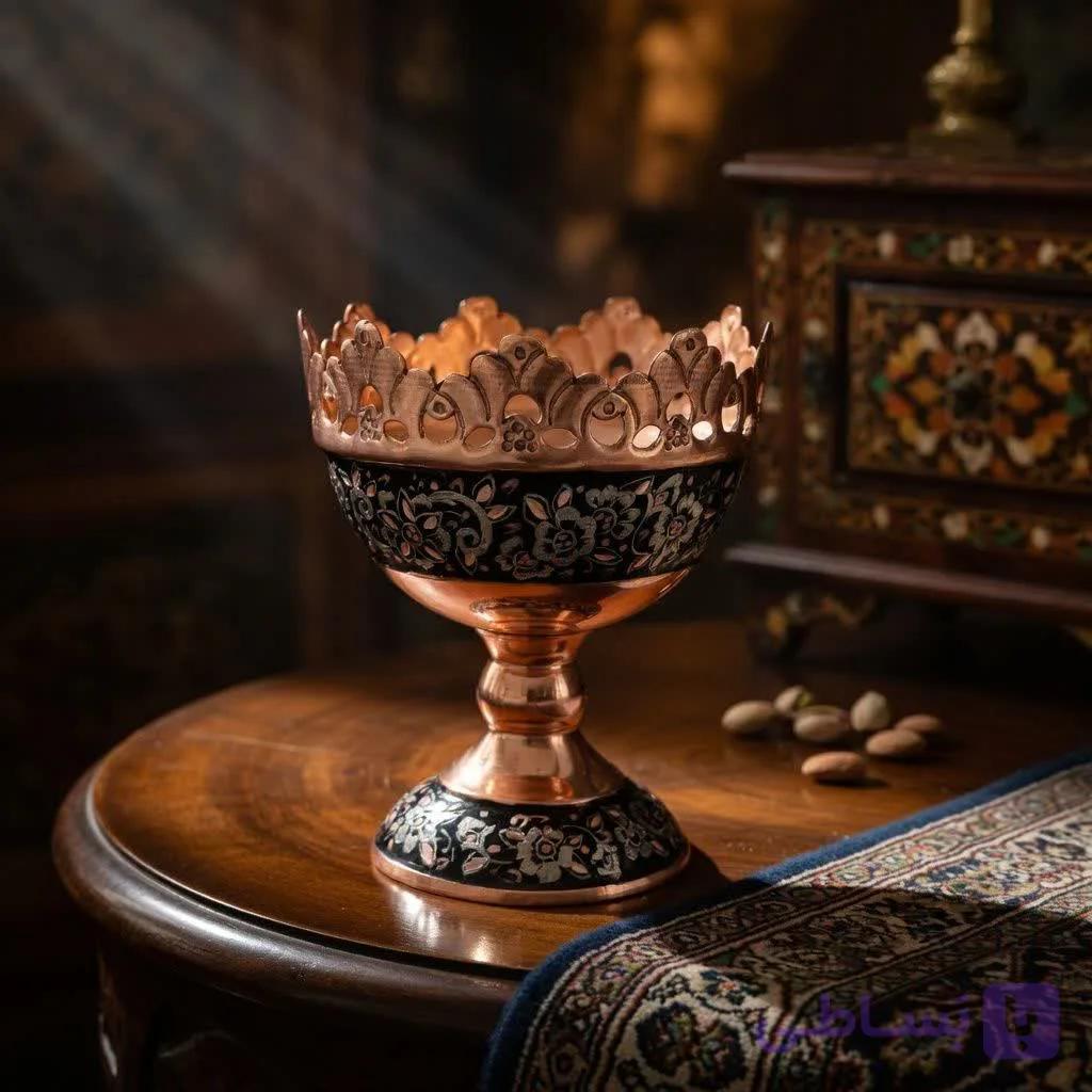 آجیل‌ خوری نقره مدل الماس‌تراش لب شبکه سایز 1 — تصویر 1