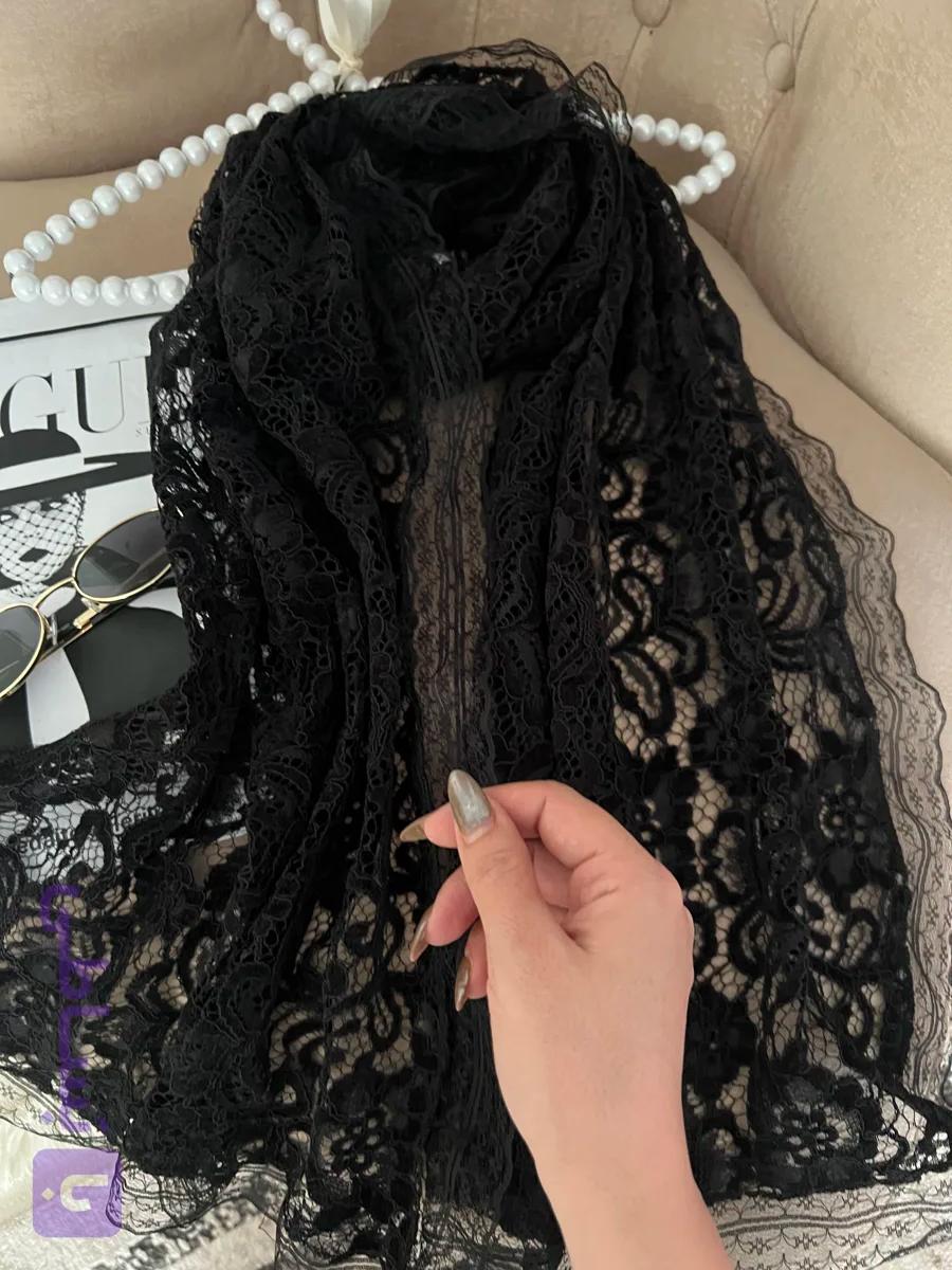 شال مجلسی گیپور مخمل کوب مشکی