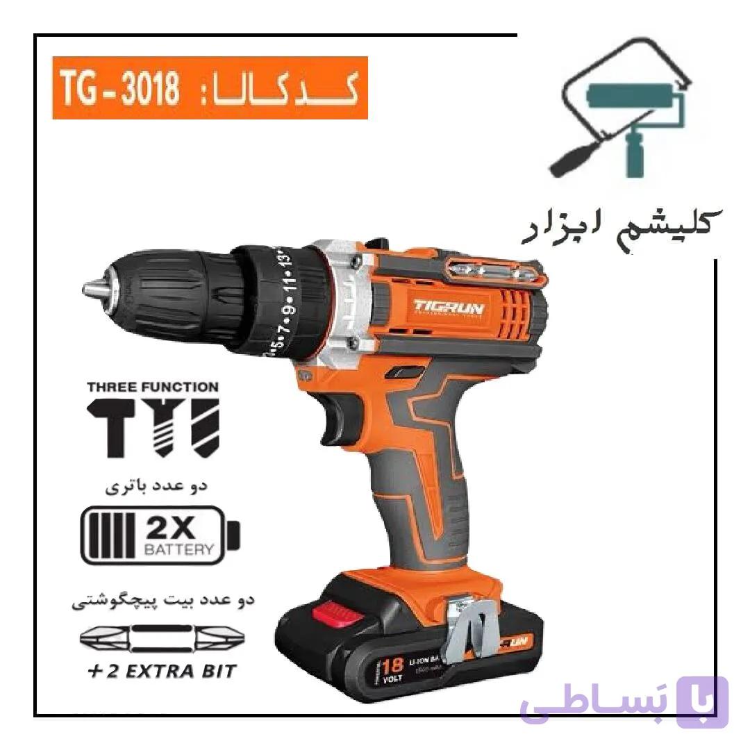 دریل شارژی چکشی 18 ولت دو باتری تیگران TG_3018 — تصویر 1