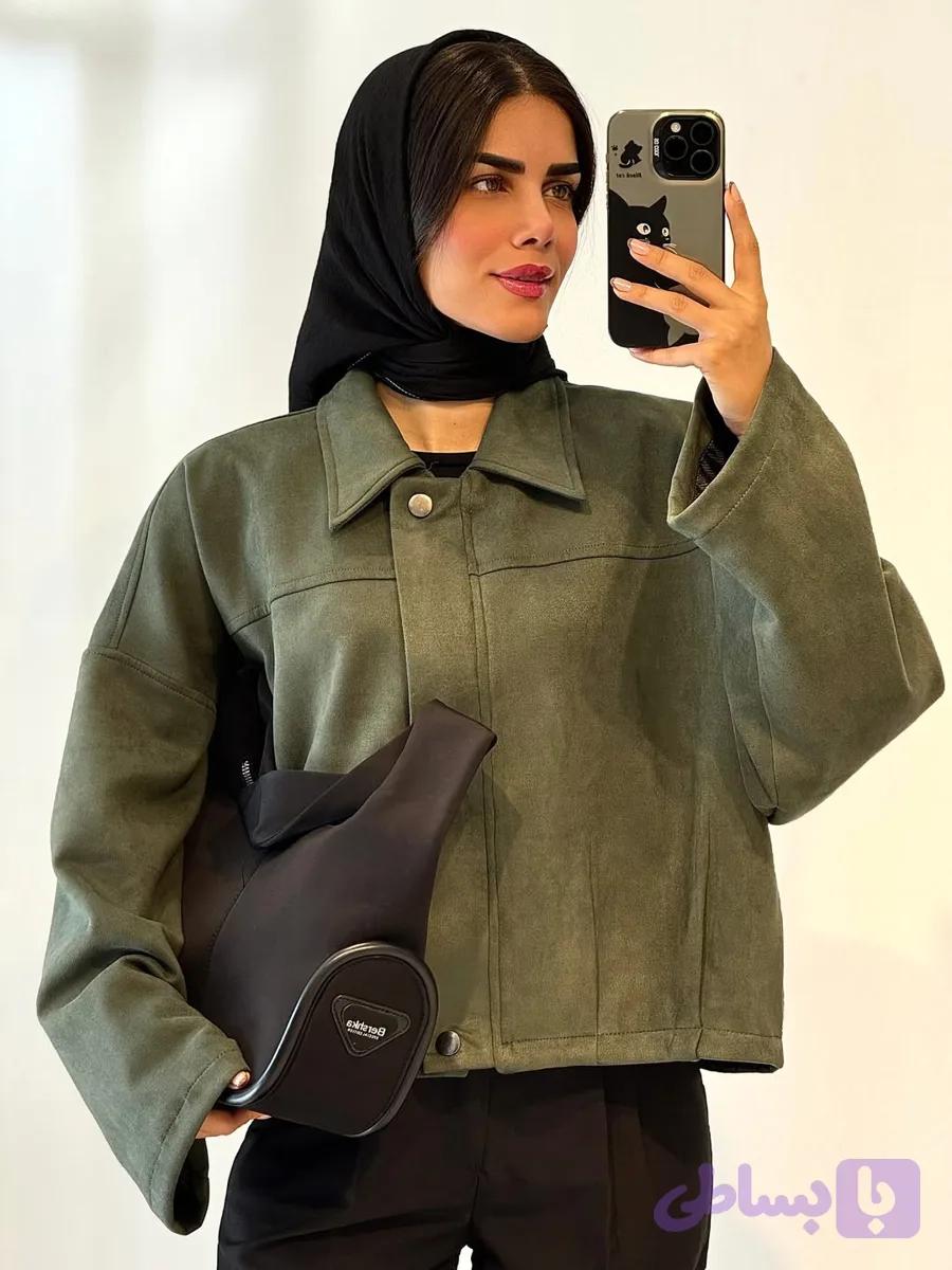 بامبر جکت جیر سوئیت زنانه سبز زیتونی سیر
