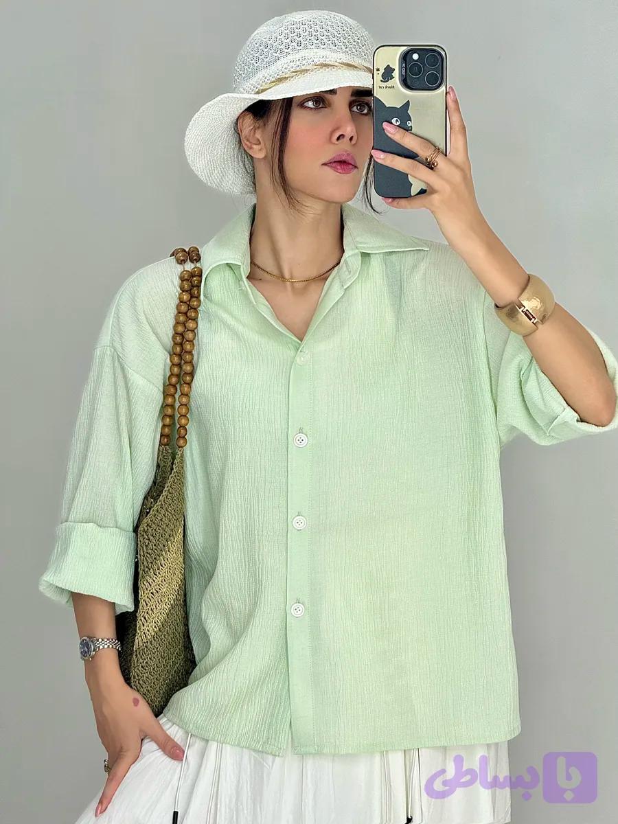 شومیز پری سبز پسته‌ای