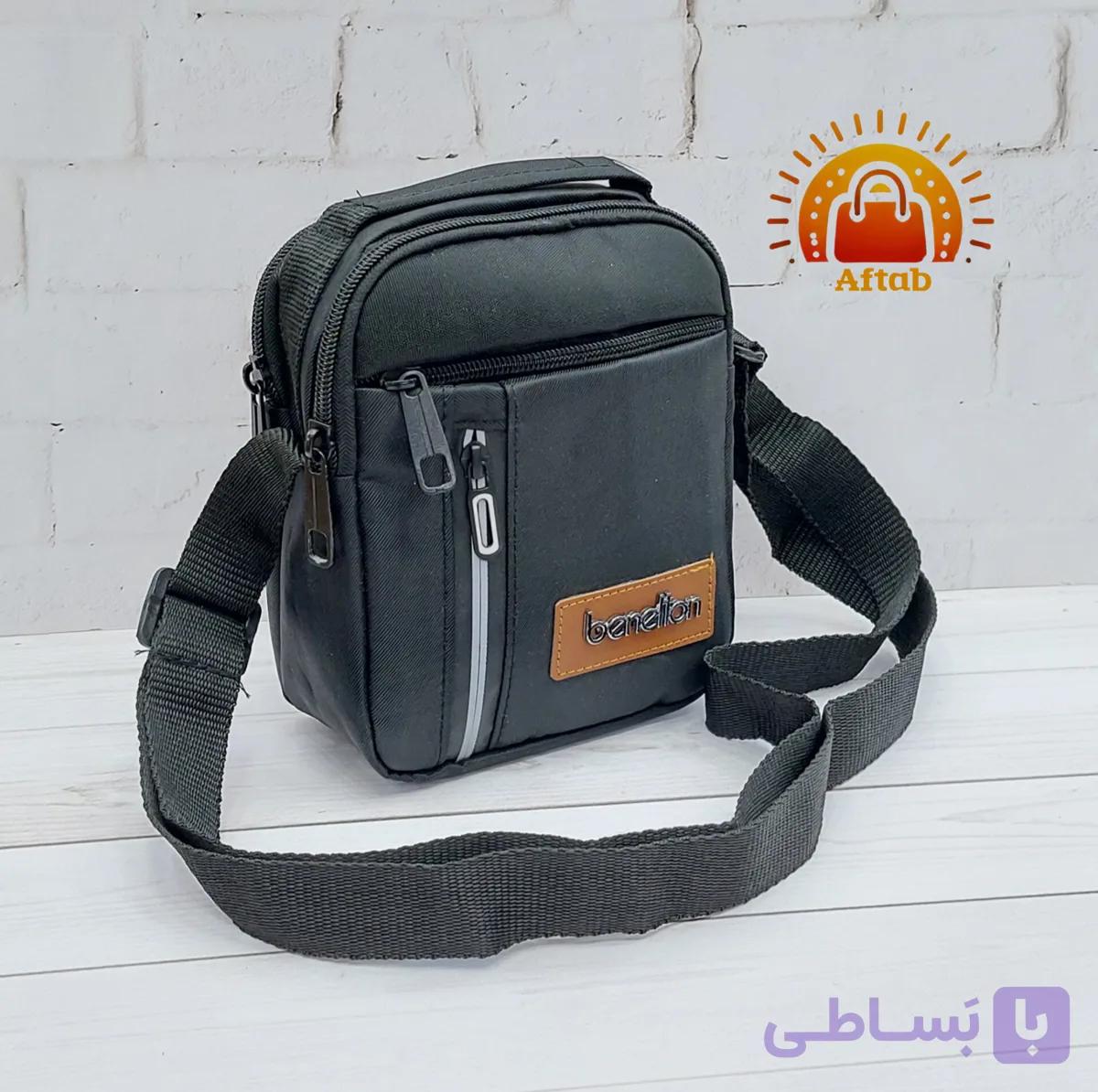 کیف دوشی برزنتی مردانه اسپورت تیکه چرم Benelton سایز کوچک — تصویر 1