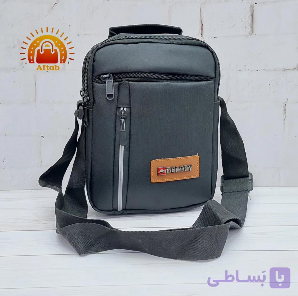 کیف دوشی برزنتی مردانه اسپورت تیکه چرم DELSEY سایز متوسط — تصویر 1